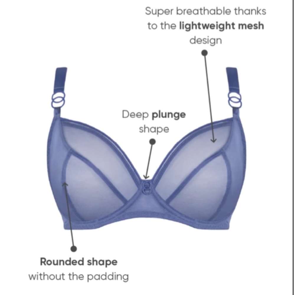 NWT slate colored Curvy Kate Lifestyle Plunge Bra CK5711 UK 30FF USA 30H